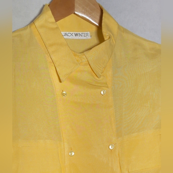 1970s Vintage Jack Winter Sz 16 Double Button Yellow Blouse - Picture 2 of 5